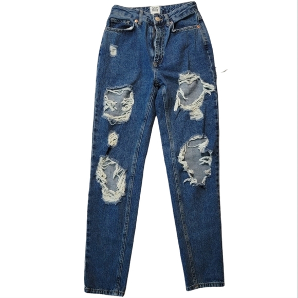 BDG Mom Hi-Rise Destroyed Jeans Size 25x30 Blue - Picture 1 of 6